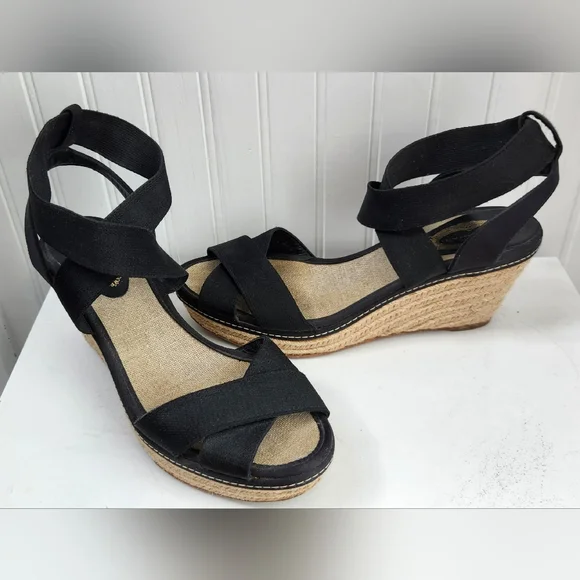 Elie Tahari Black Espradrille Platform Elastic Sandals EUC - Picture 4 of 10